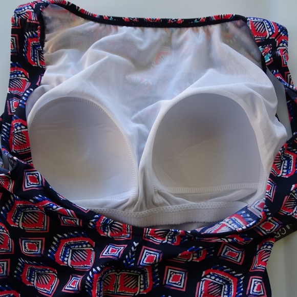 Swim Solutions 1Piece High Neck Multi Swimsuit NWT - Picture 4 of 4